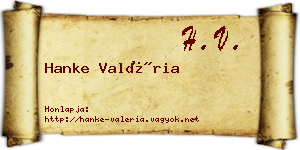 Hanke Valéria névjegykártya